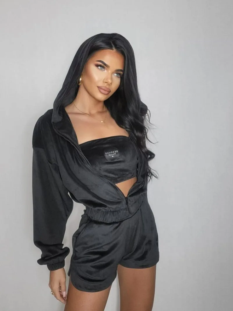 bluza rozpinana welurowa czarna noise uni