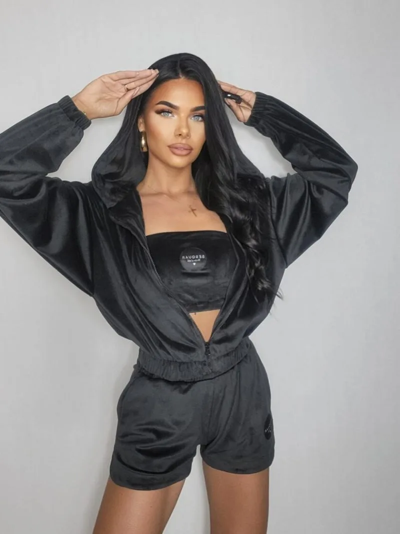 bluza rozpinana welurowa czarna noise uni