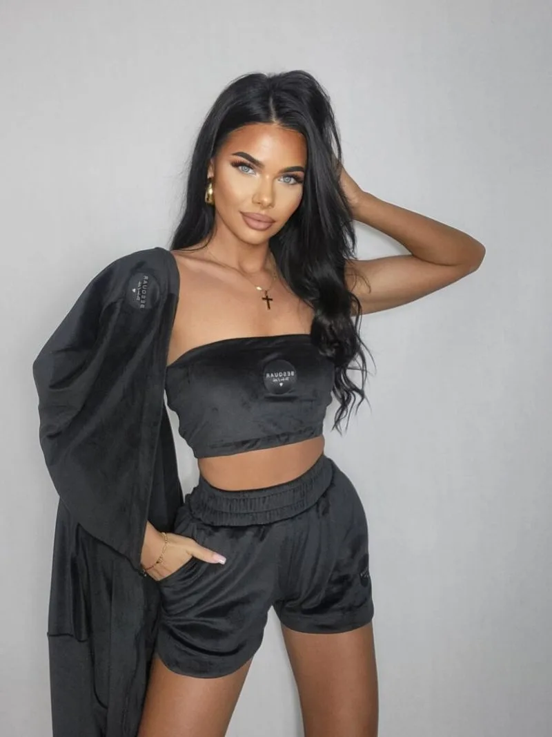 bluza rozpinana welurowa czarna noise uni