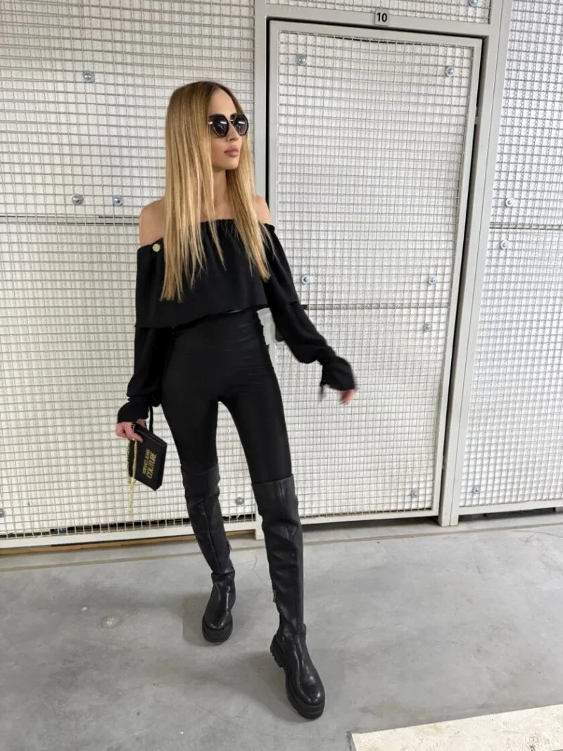 bluzka hiszpanka czarna lila uni