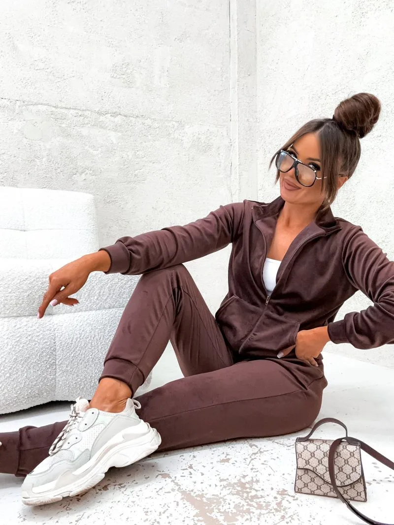 dres welurowy rozpinany czekoladowy moonlit walks