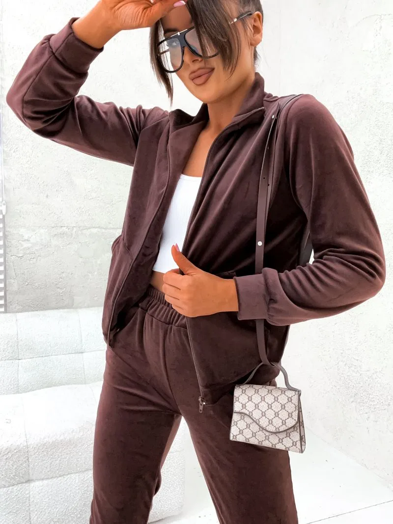 dres welurowy rozpinany czekoladowy moonlit walks