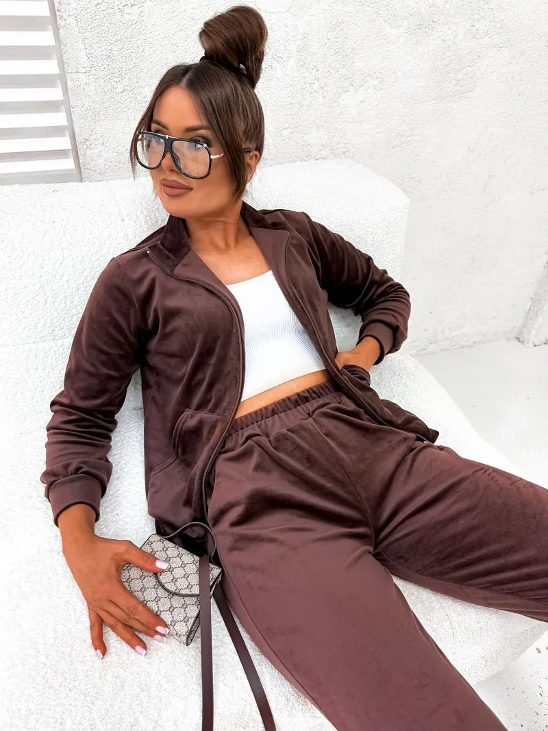 dres welurowy rozpinany czekoladowy moonlit walks