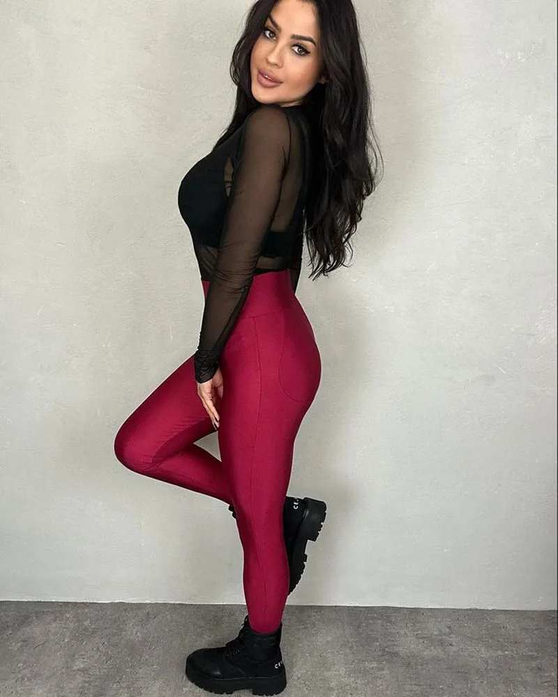 legginsy modelujące bordowe lycra