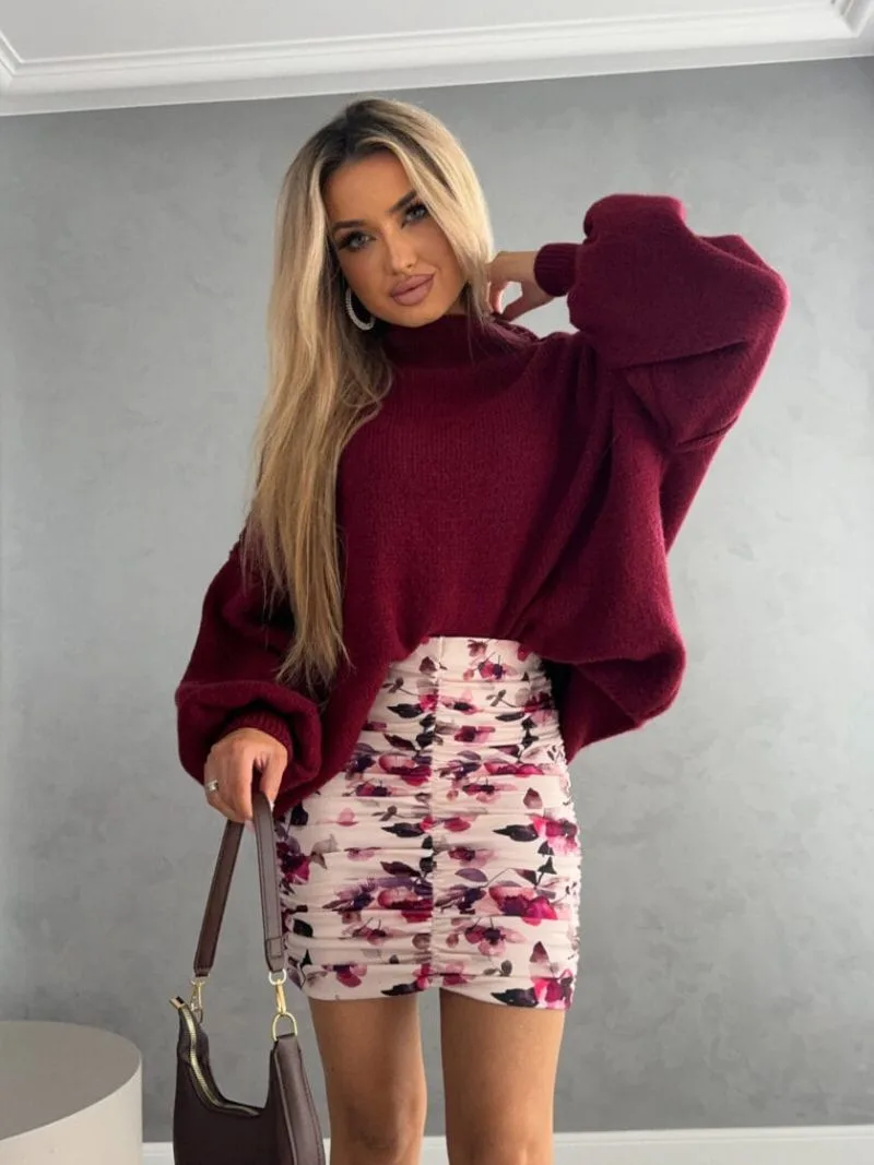 spódnica marszczona mini w kwiaty