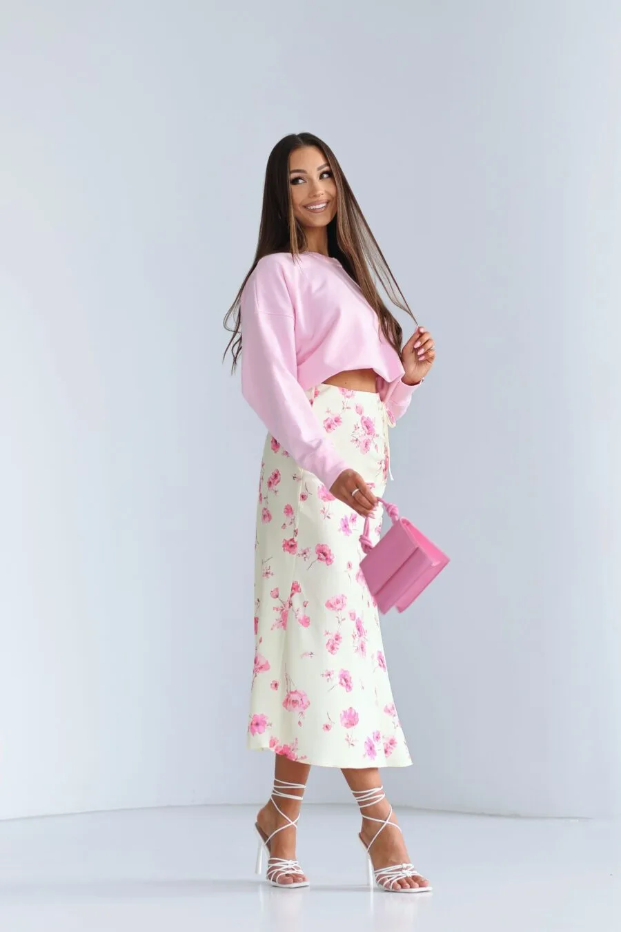 spódnica żółta w kwiaty luna