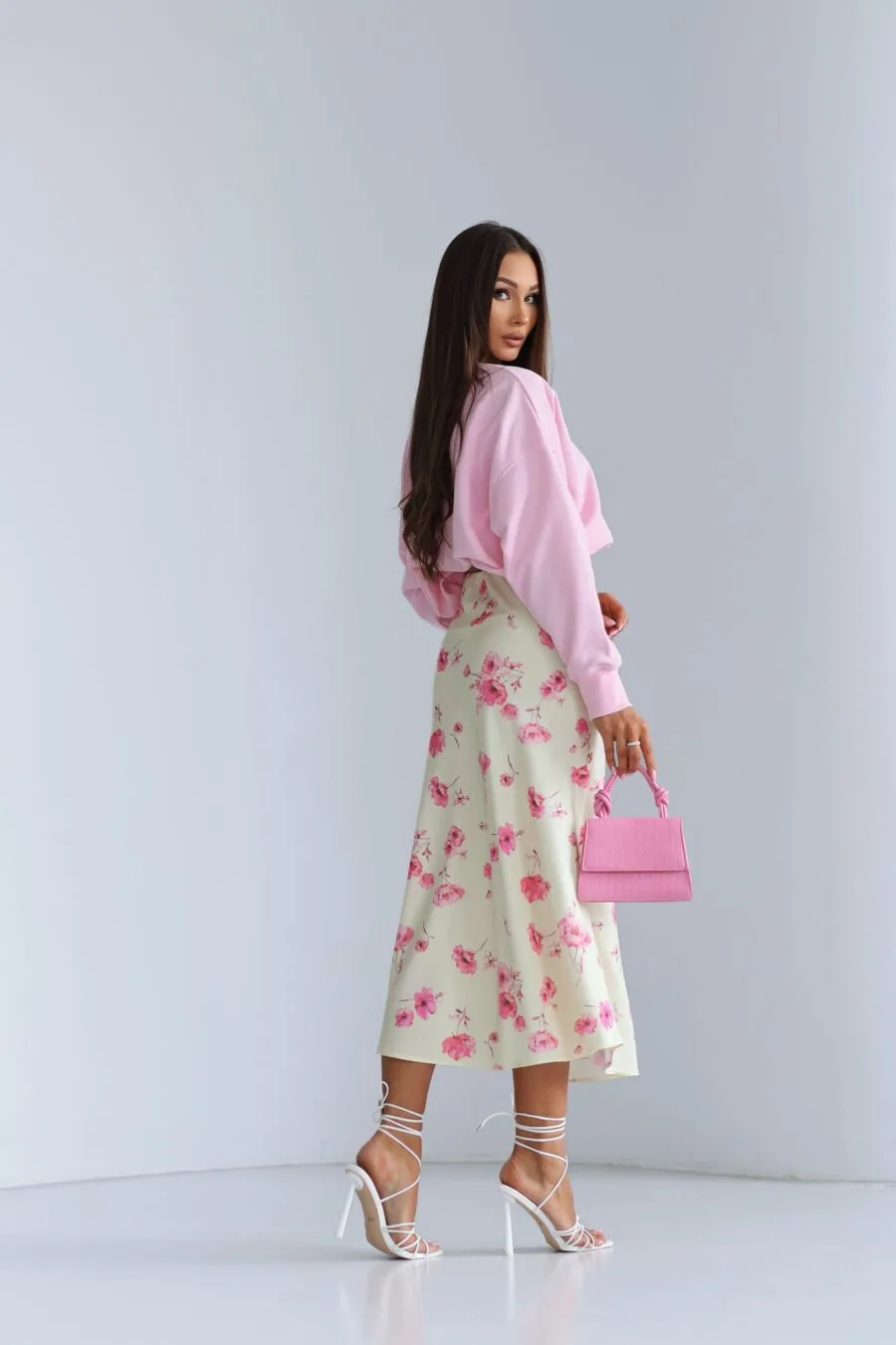 spódnica żółta w kwiaty luna