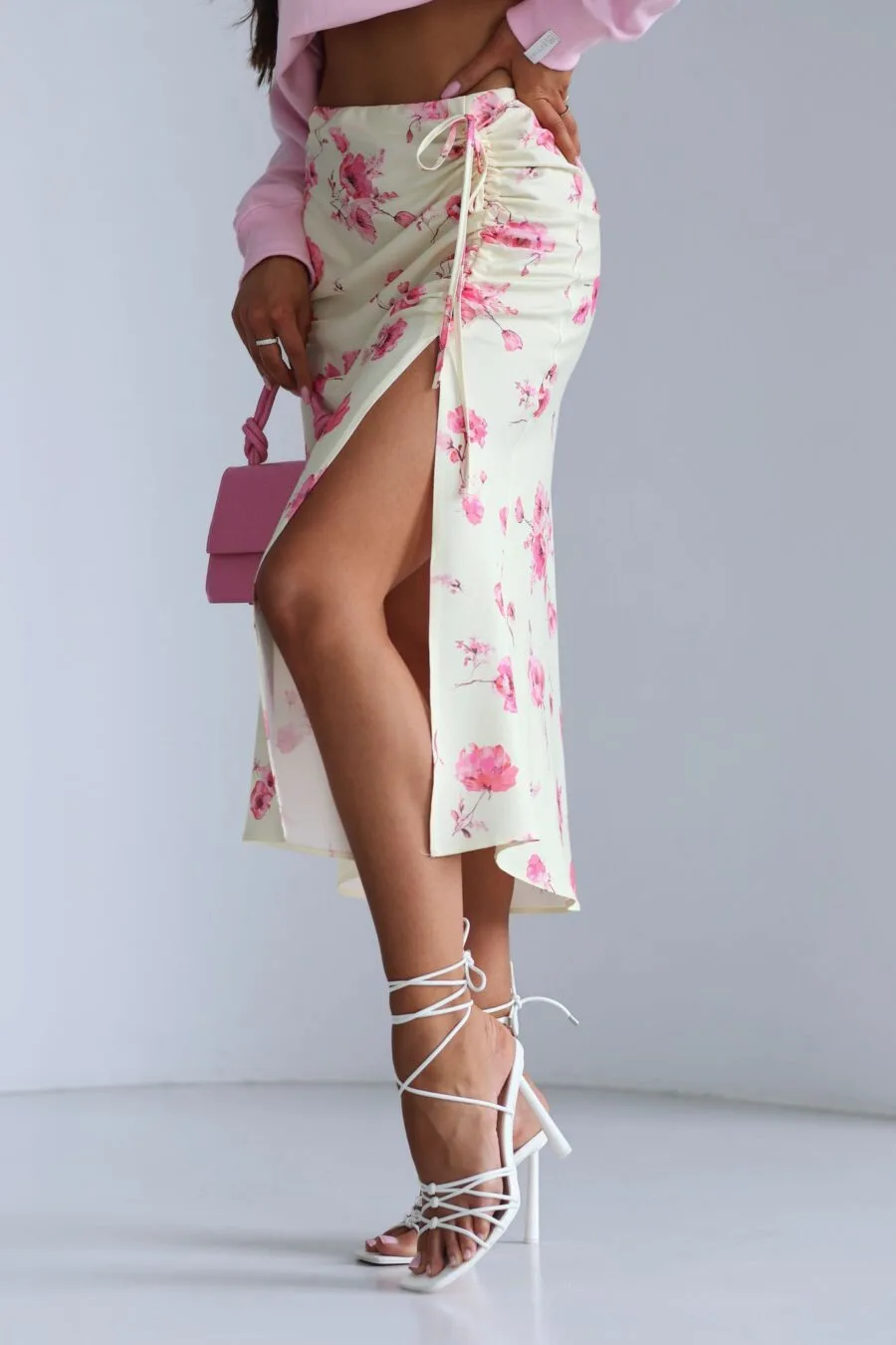 spódnica żółta w kwiaty luna