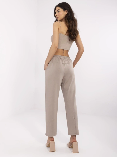 spodnie dresowe ciemnobeżowe italy moda