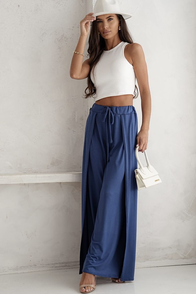 spodnie z wiskozy niebieskie