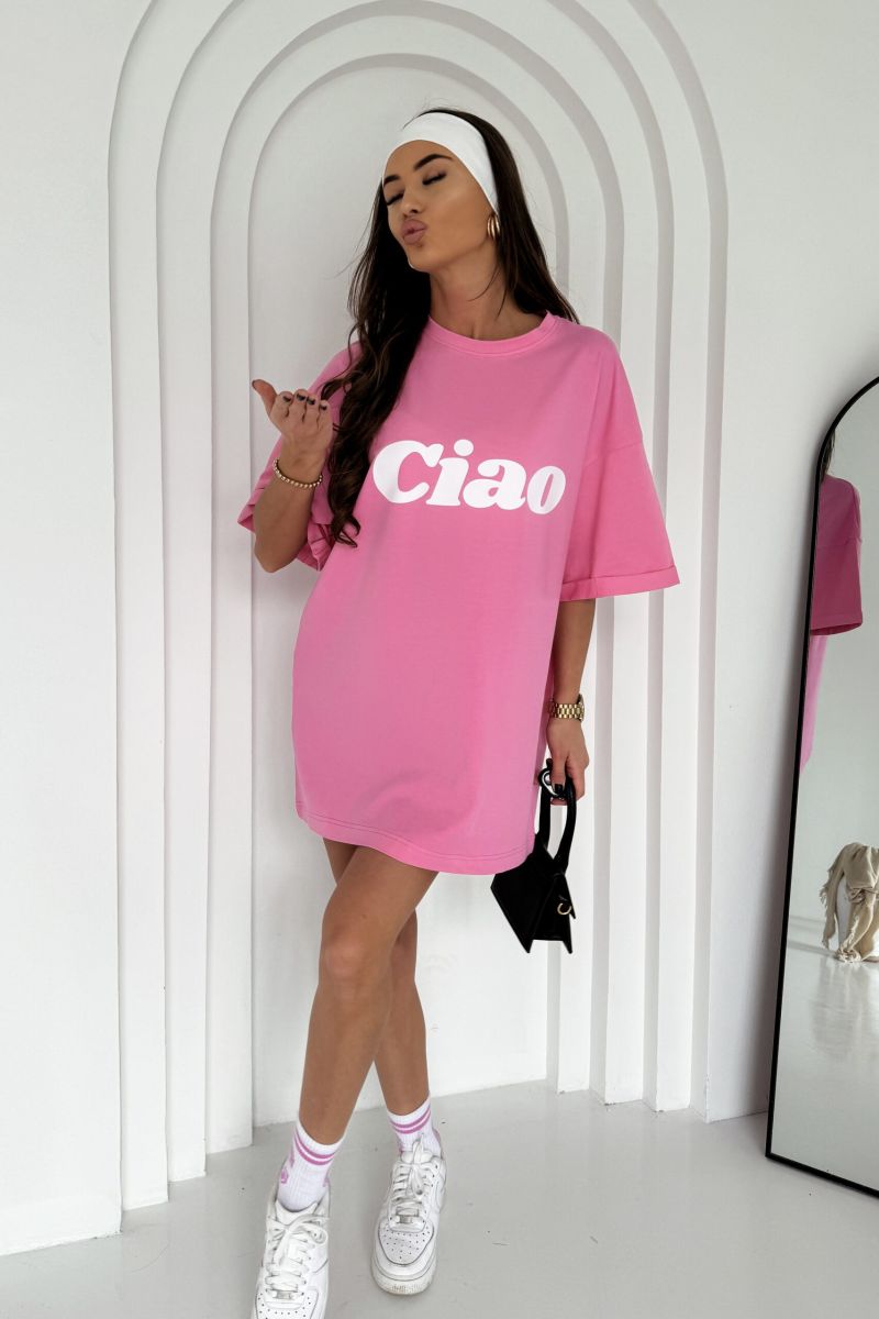 sukienka t shirt różowa ciao