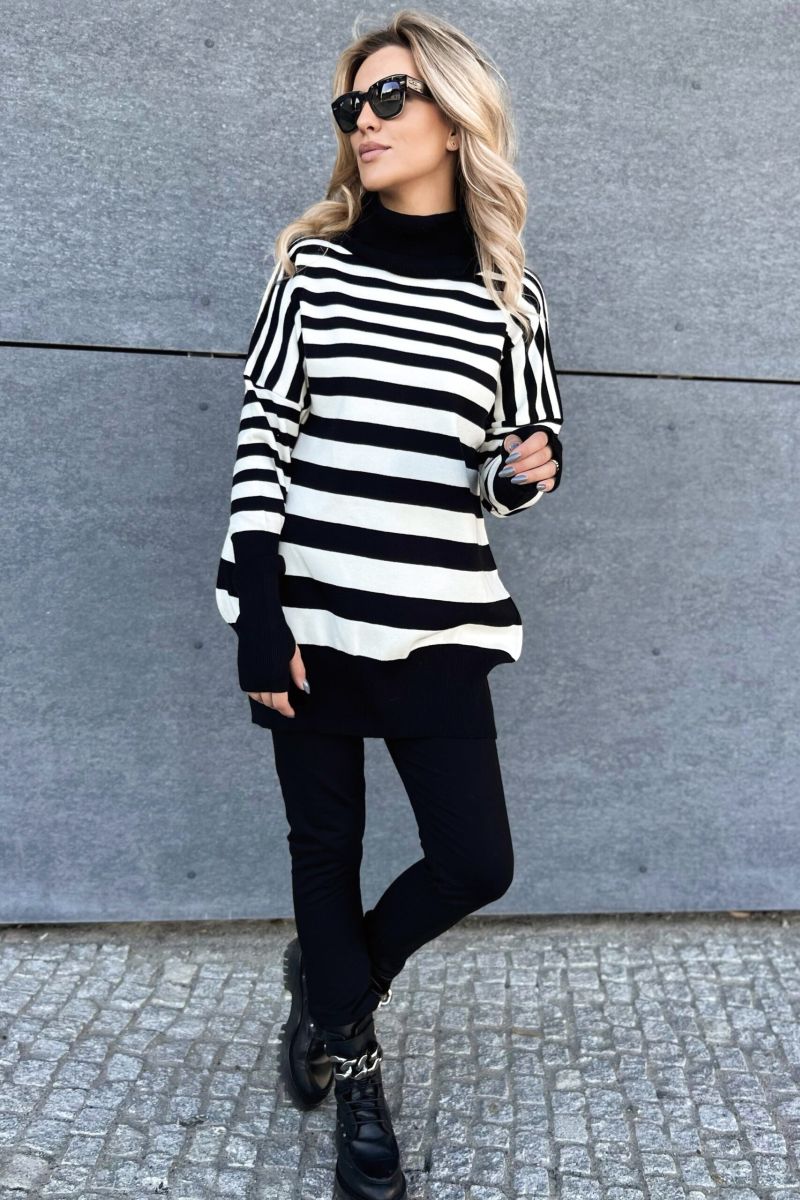 golf w paski czarno biały