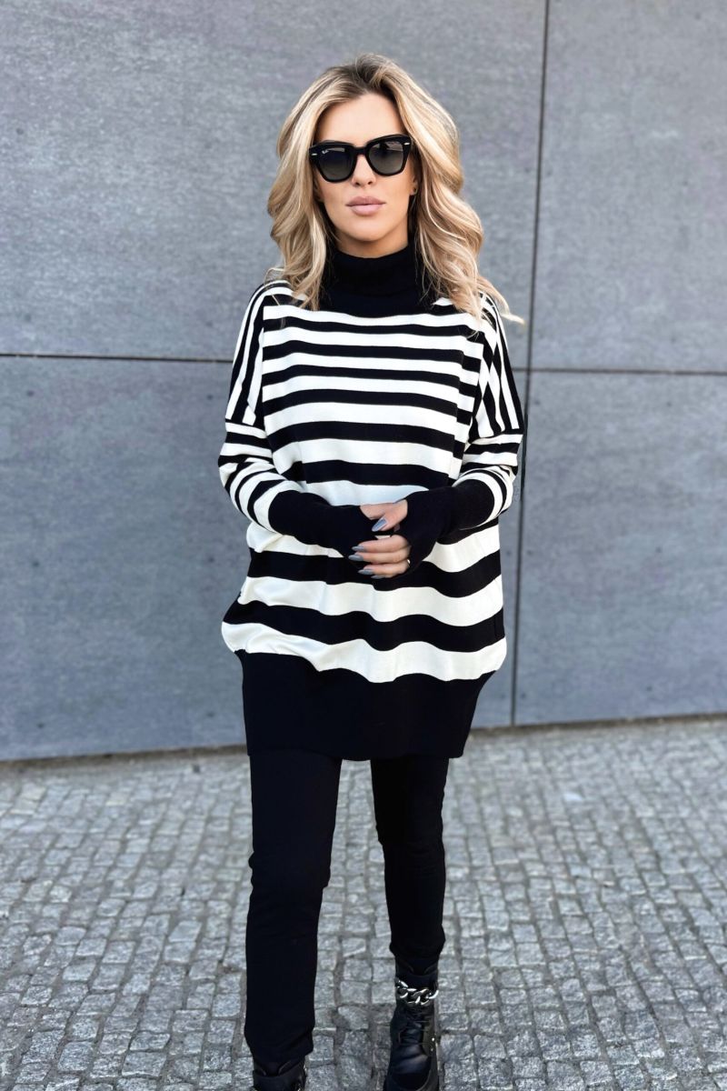 golf w paski czarno biały