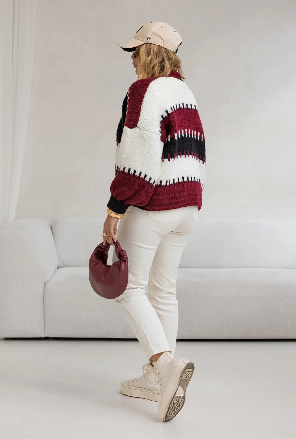 kardigan oversize aurora burgund