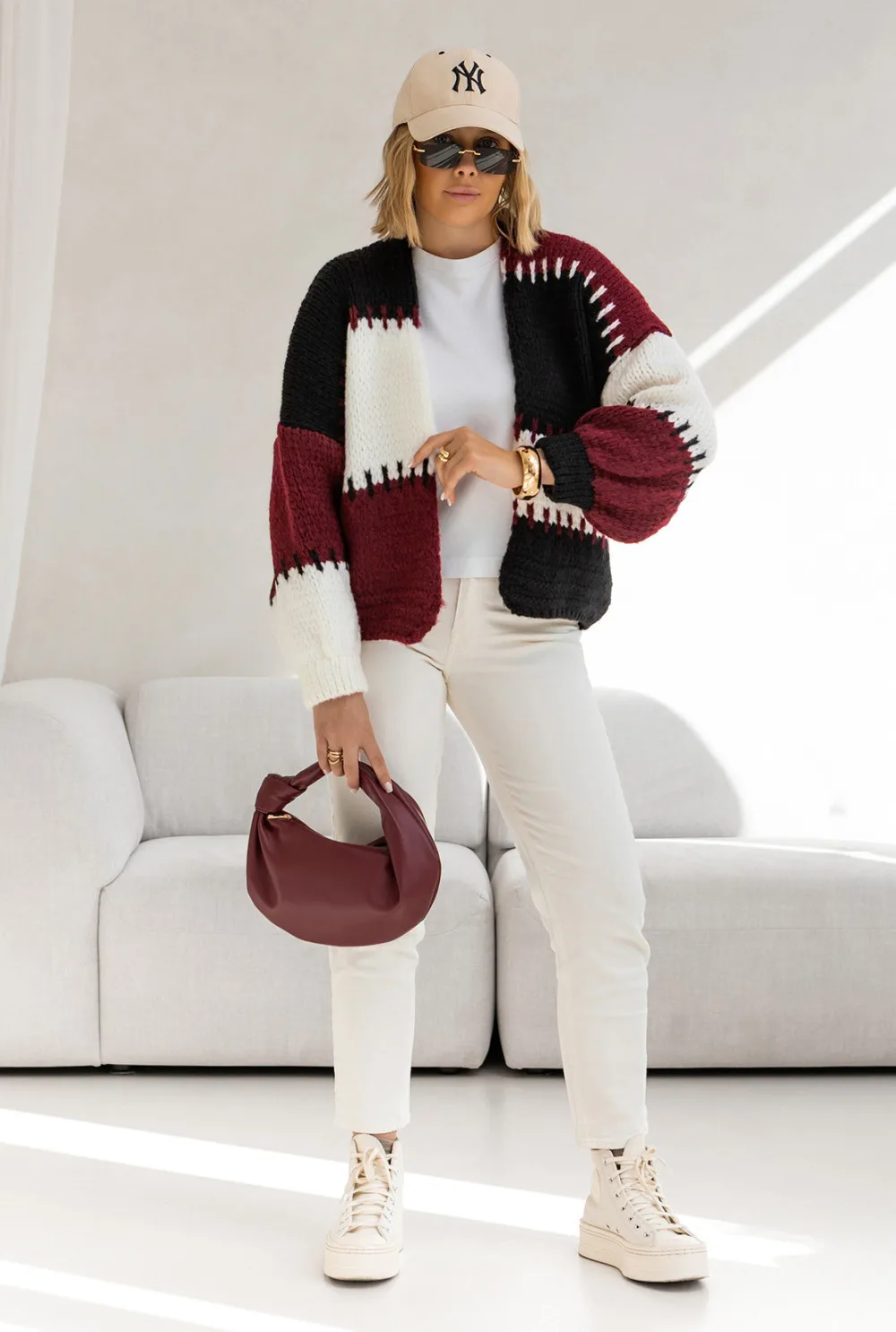 kardigan oversize aurora burgund