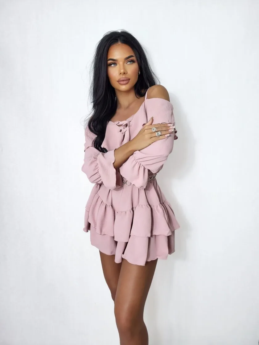 sukienko kombinezon pudrowy róż kalabria