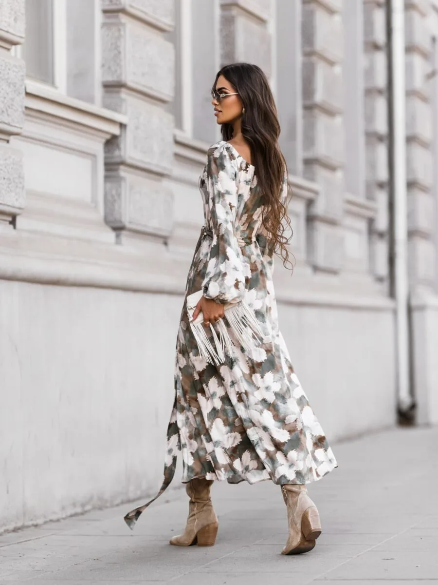 sukienka kopertowa maxi w kwiaty mona