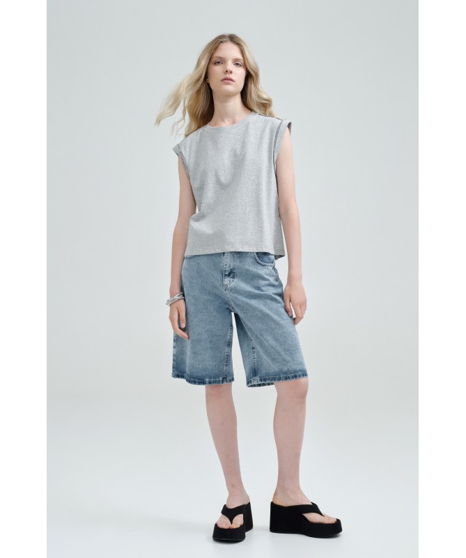 t shirt z cyrkoniami szary