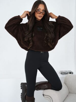 bluza czekoladowa z kapturem butik kamaya