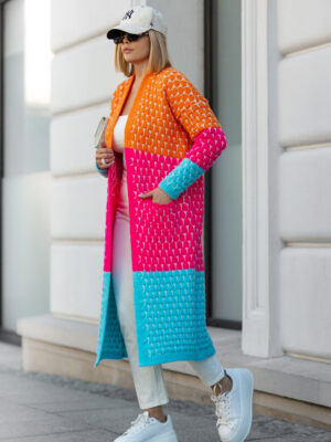 długi kardigan z kieszeniami becca pomarańcz niebo sklep online z modną odzieżą damską