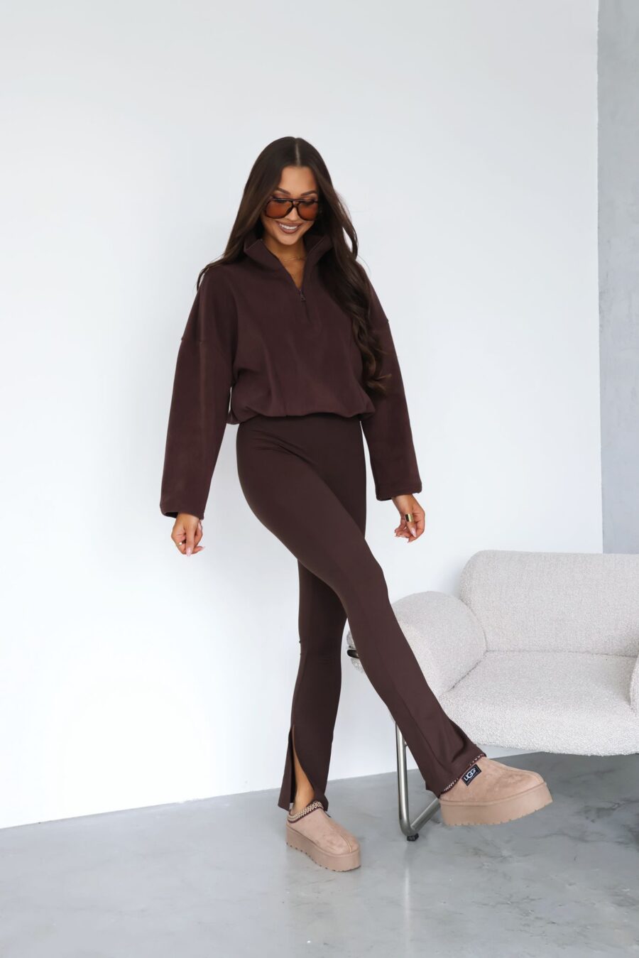 legginsy dzwony czekoladowe