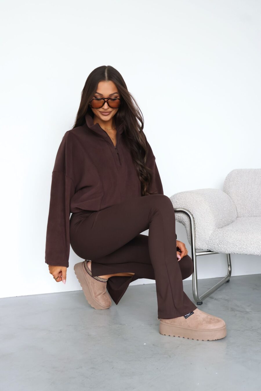 legginsy dzwony czekoladowe