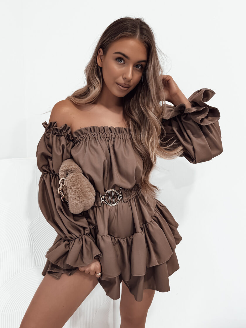 Sukienko-kombinezon mocca Charlotte - obrazek 3