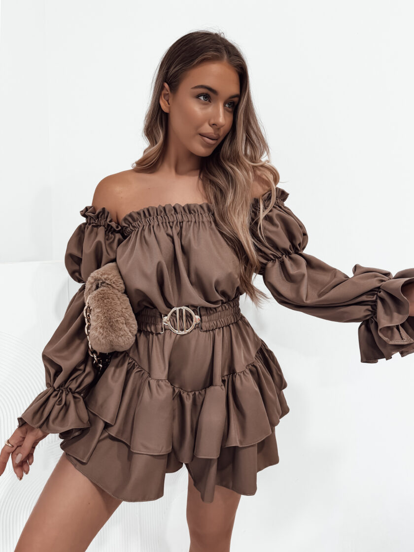 Sukienko-kombinezon mocca Charlotte - obrazek 2