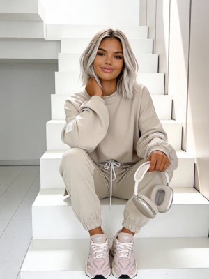 komplet masełko beżowy