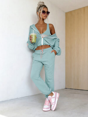 komplet dresowy 3w1 damski pistacjowy